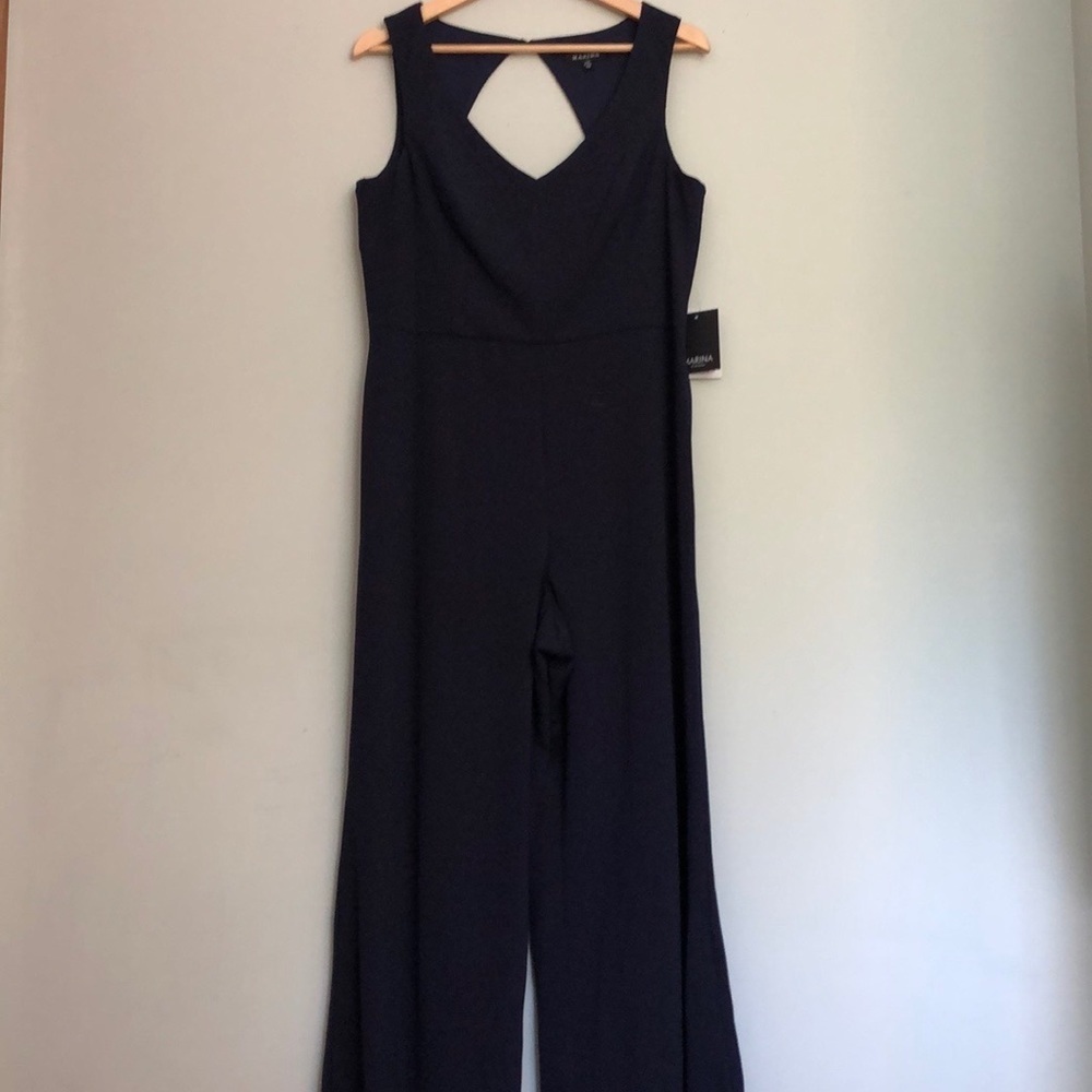 MARINA Y2K, Minimalist Feminine, Sexy Navy Blue Jumpsuit, NWT Sz 14 - Picture 9 of 17
